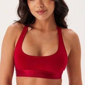Calvin Klein Red Sports Bra XL NWT | Racerback Logo Band